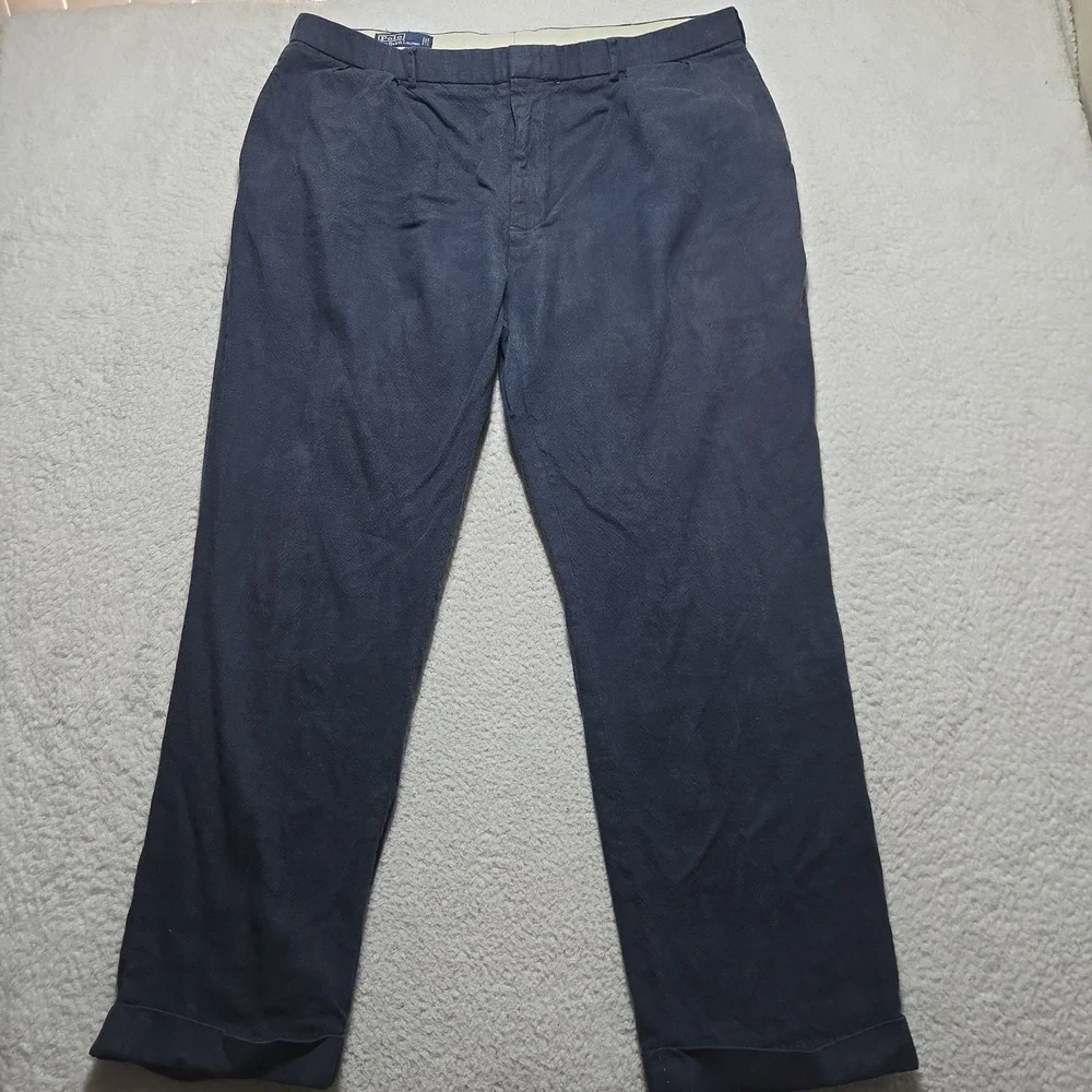 VTG 90s Polo Ralph Lauren Trousers Mens 38x30 Pleated Linen Viscose Cotton Twill
